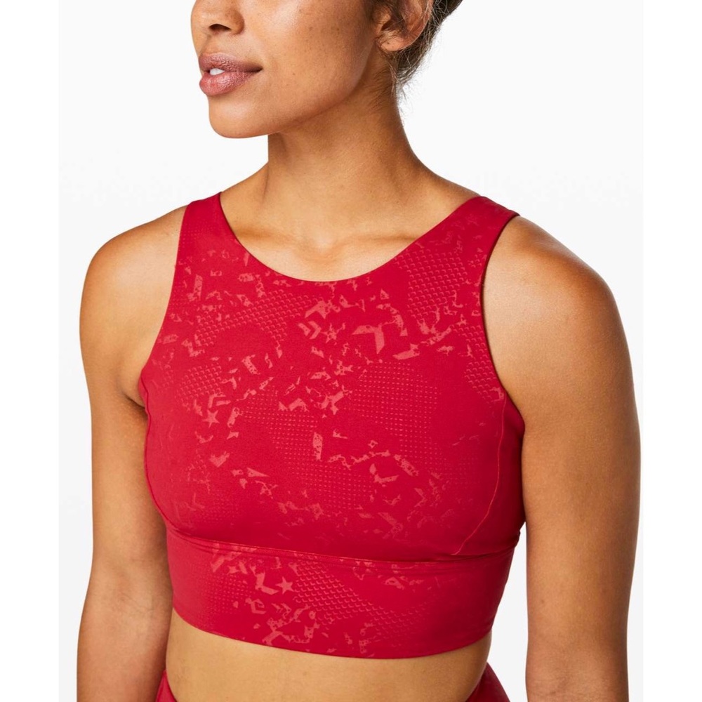 Lululemon x Barrys Stronger as One Long Line Bra in Bootcamp Emboss Red